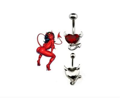 Imagem de Piercing Umbigo Tentação Coração Vermelho Sexy Estilo