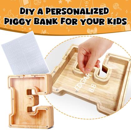 Imagem de Piggy Bank UbeeSize grandes notas e moedas personalizadas de madeira