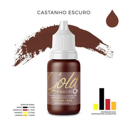 Imagem de Pigmento para Micropigmentação Castanho Escuro linha Gold 5ml - Mag Color