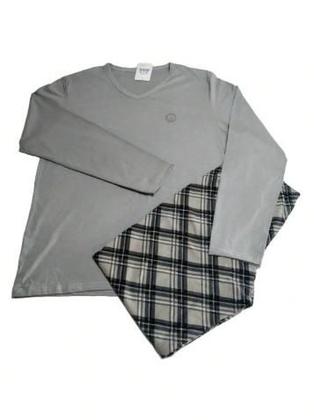 Imagem de Pijama 100% Algodão Masculino Adulto Manga Longa e Calça Jucatel Roupa De Dormir