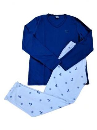 Imagem de Pijama 100% Algodão Masculino Adulto Manga Longa e Calça Jucatel Roupa De Dormir