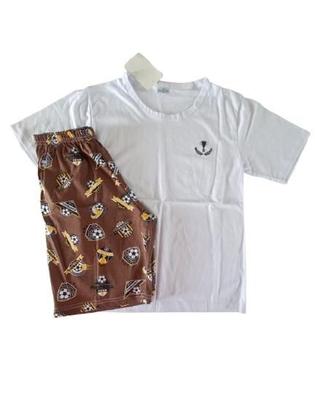 Imagem de Pijama 100% Algodão Menino Juvenil Masculino Com Manga Curta Roupa De Dormir Adolescente Conforto