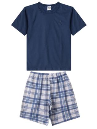 Imagem de Pijama 100% Algodão Menino Juvenil Masculino Com Manga Curta Roupa De Dormir Adolescente Conforto