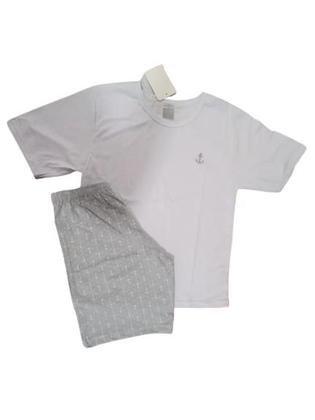 Imagem de Pijama 100% Algodão Menino Juvenil Masculino Com Manga Curta Roupa De Dormir Adolescente Conforto