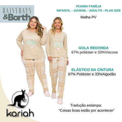 Imagem de Pijama Adulto Feminino Manga Longa com Calça Plus Size 3822