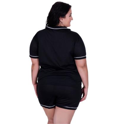 Imagem de Pijama Americano Blogueirinha Com Botões Plus Size 50 52 54 56 - c11 PIJAMA BRENDA PLUS