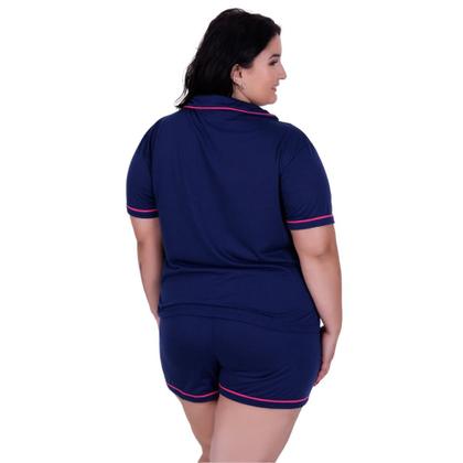 Imagem de Pijama Americano Blogueirinha Com Botões Plus Size 50 52 54 56 - c11 PIJAMA BRENDA PLUS
