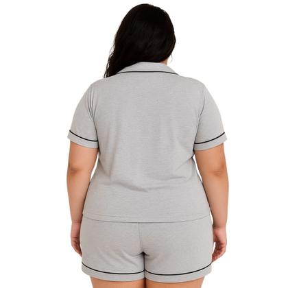 Imagem de Pijama Americano Blogueirinha Com Botões Plus Size 50 52 54 56 - c11 PIJAMA BRENDA PLUS