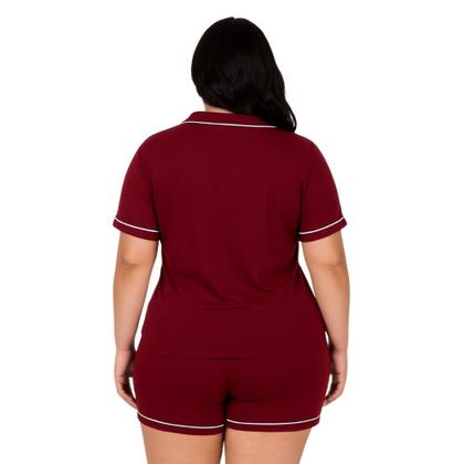 Imagem de Pijama Americano Blogueirinha Com Botões Plus Size 50 52 54 56 - c11 PIJAMA BRENDA PLUS