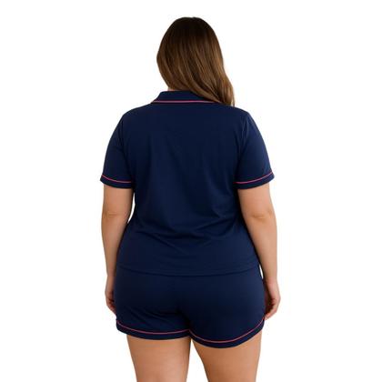 Imagem de Pijama Americano Curto Gola Botão PLUS SIZE 50 52 54 56 -c11 BRENDA PLUS