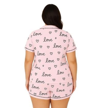 Imagem de Pijama Americano Estampado Plus Size Blusa com Botões que Abrem e Short - c4 ANASTÁCIA