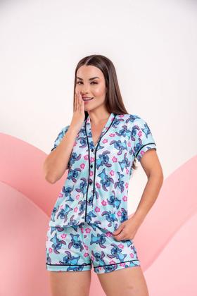 Imagem de Pijama Americano Feminino Aberto Com Botões