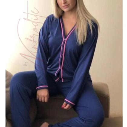 Pijama Americano Feminino Adulto Manga Longa Inverno Botão - Prime Lingerie Imagem de Pijama Americano Feminino Adulto Manga Longa Inverno Botão