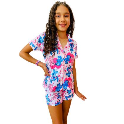 Imagem de Pijama Americano Infantil Stitch Roupa De Dormir Personagens Menina