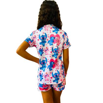 Imagem de Pijama Americano Infantil Stitch Roupa De Dormir Personagens Menina