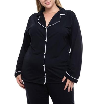 Imagem de Pijama Americano Longo Sepie 620 Plus Size Preto