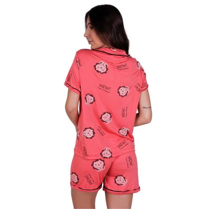 Imagem de Pijama Americano Manga Curta com Gola e Short Estampado Anastácia- c11 ANASTÁCIA