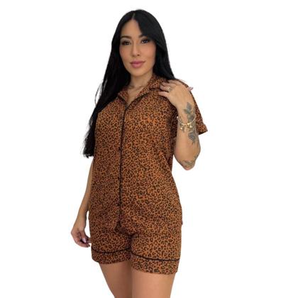 Imagem de Pijama Americano Manga Curta com Gola e Short Estampado Anastácia- c11 ANASTÁCIA