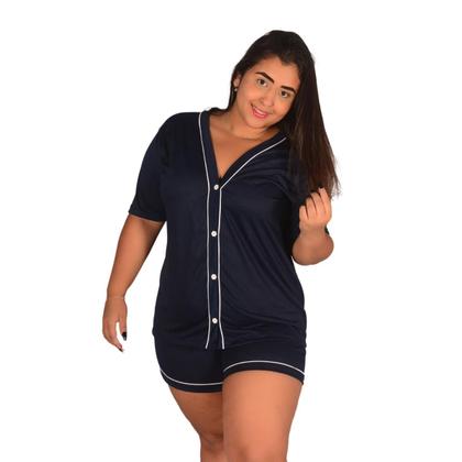 Imagem de Pijama Americano PLUS SIZE Curto Botão Malha Confortável Verão Feminino Maternidade de Amamentação Conjunto Baby Short Doll Pós Parto Gestante Luxo