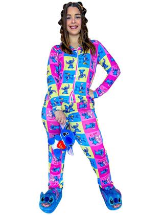 Imagem de Pijama Americano Stitch Aberto Manga Longa Festa do Pijama