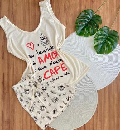 Pijama Baby doll Feminina Adulto Regata Com Cadaço na Cintura