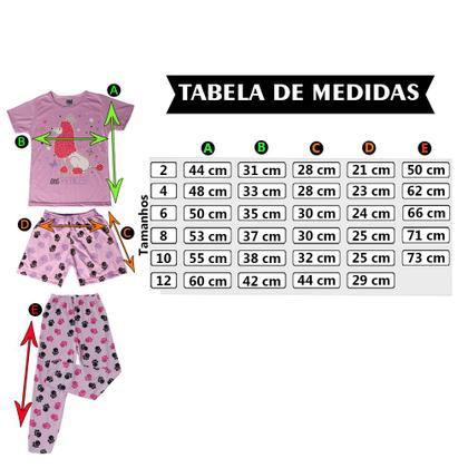 Imagem de Pijama Branco Lhama Infantil Manga Longa e Menina Feminina 2-4-6-8-10 Anos Brilha no escuro