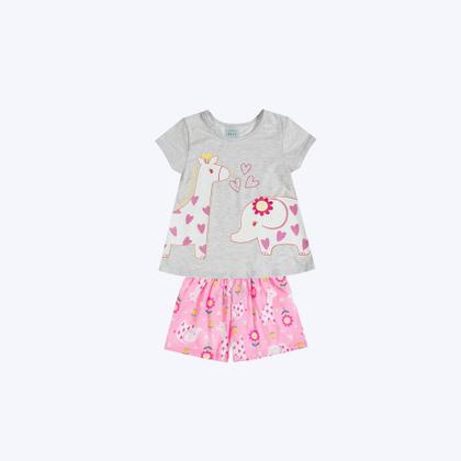 Imagem de Pijama Brilha No Escuro Manga Curta Infantil Menina Kyly 1001141 Mescla