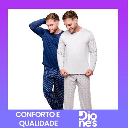 Imagem de Pijama Calça Estampa Poá Manga Longa Diones Frio Masculino