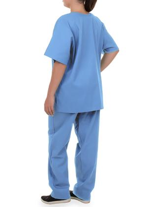 Imagem de Pijama Cirúrgico Oxford Azul Bebê Não Amassa Seca Rápido Artipé