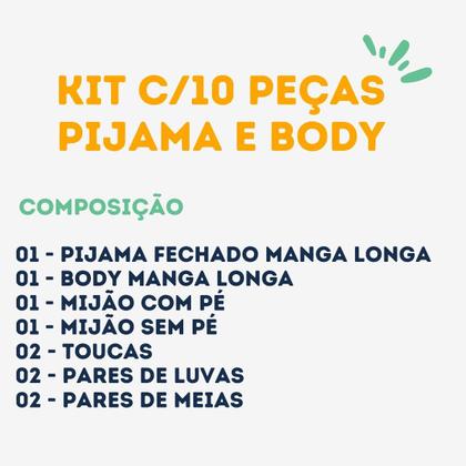 Imagem de Pijama Com Body Bebe Manga Longa Mijao Kit 10 Pecas Enxoval