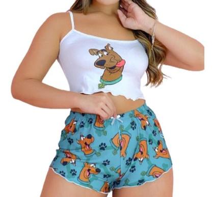 Imagem de Pijama Cropeed Ondinha Suede Personagens De Dormir Kit C/ 2