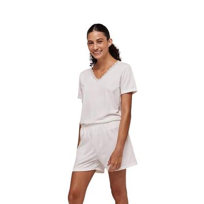 Imagem de Pijama Curto Off White Com Renda Hering 7CQD