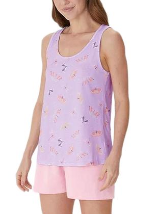 Imagem de Pijama Curto Regata Malwee 1000132822 Feminino Estampado Malha Algodão T. P/GG