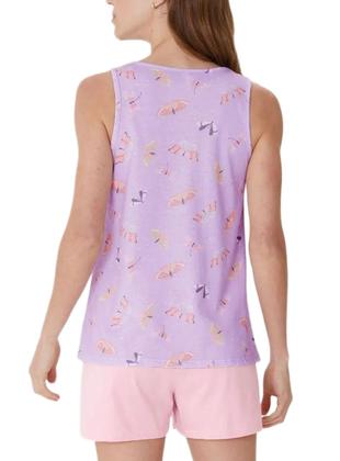 Imagem de Pijama Curto Regata Malwee 1000132822 Feminino Estampado Malha Algodão T. P/GG