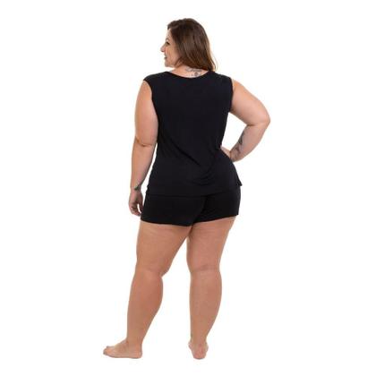 Imagem de Pijama Curto Regata Preto Liganete Sepie 1051-PL Plus Size