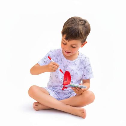 Imagem de Pijama de colorir infantil desenhar para menino verão curto