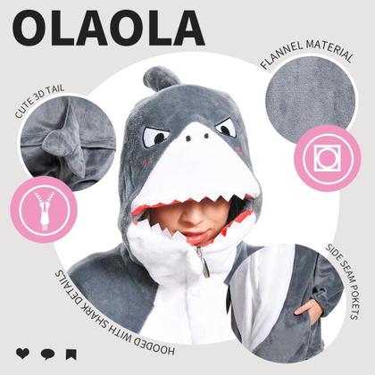Imagem de Pijama de cosplay de pelúcia unissex Onesie OLAOLA Adult Shark