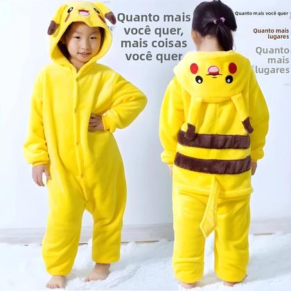 Imagem de Pijama De Flanela Para Crianças Com Estampa Do Pikachu, Macio E Quente, Fantasia De Cosplay, Roupa