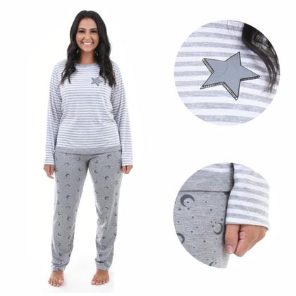 Imagem de Pijama de Frio Feminino Manga Comprida e Calça Longa Inverno