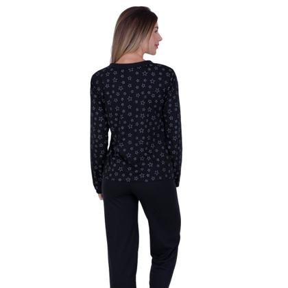 Imagem de Pijama de Inverno Americano com Botões para Amamentação Manga Longa e Calça - c5 PIJAMA JANAINA