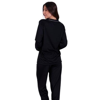 Imagem de Pijama de Inverno Americano com Botões para Amamentação Manga Longa e Calça Janaina- c5 JANAINA