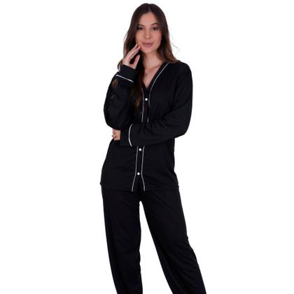 Imagem de Pijama de Inverno Americano com Botões para Amamentação Manga Longa e Calça Janaina- c5 JANAINA