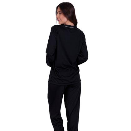 Imagem de Pijama de Inverno Americano com Botões para Amamentação Manga Longa e Calça Janaina