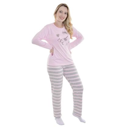 Imagem de Pijama de Inverno Feminino Suede Listrado Victory
