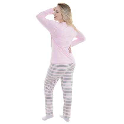 Imagem de Pijama de Inverno Feminino Suede Listrado Victory