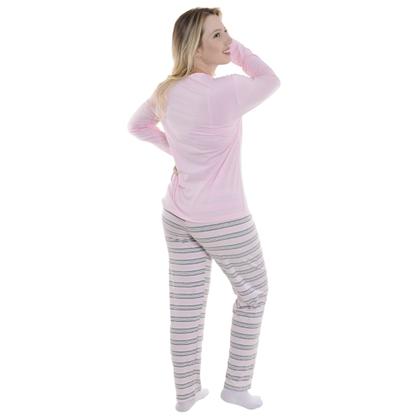 Imagem de Pijama de Inverno Feminino Suede Listrado Victory