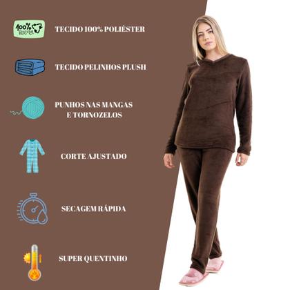 Imagem de Pijama De Inverno Plush Quentinho Pelinhos Tecido Mantinha Frio Inverno