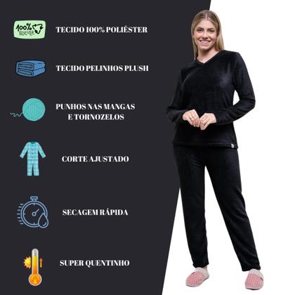 Imagem de Pijama De Inverno Plush Quentinho Pelinhos Tecido Mantinha Frio Inverno
