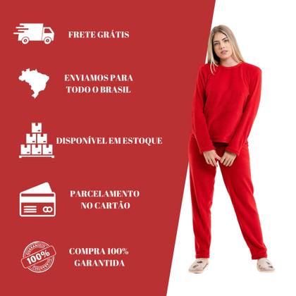 Imagem de Pijama De Inverno Plush Quentinho Pelinhos Tecido Mantinha Frio Inverno