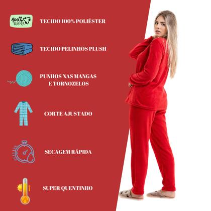 Imagem de Pijama De Inverno Plush Quentinho Pelinhos Tecido Mantinha Frio Inverno